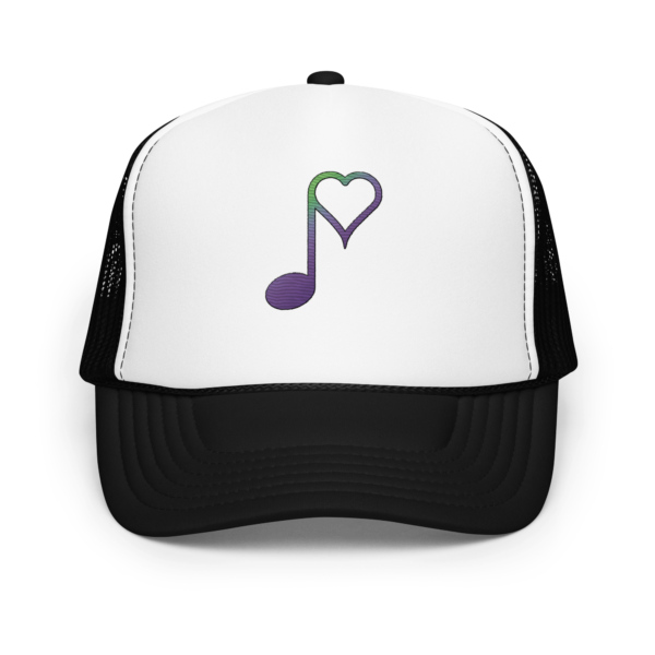 heartnote foam trucker hat purple/green logo (white/black)