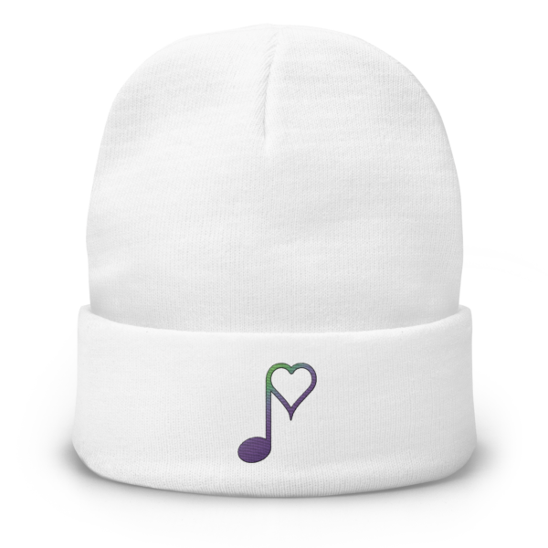 heartnote beanie purple/green logo (white)